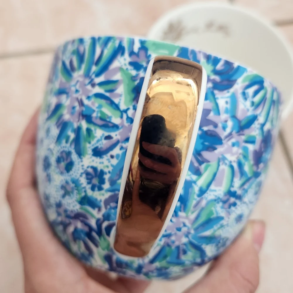 Lily Pulitzer Lion High Maintenance Blue Floral Mug Set - Picture 2 of 5
